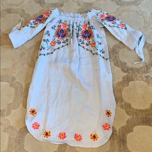 Zara Embroidered Linen Dress